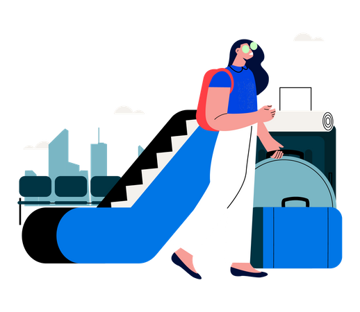 Woman in airport  Illustration