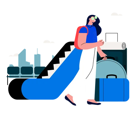 Woman in airport  Illustration