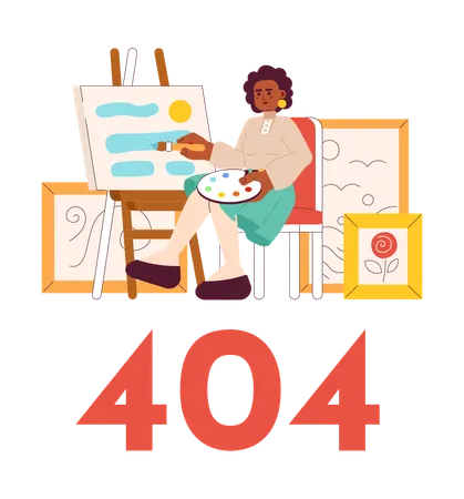Woman in art studio painting picture with error  Illustration