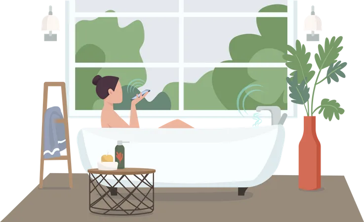 Woman in automated bathroom Illustration