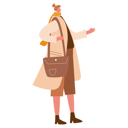 Woman in autumn clothe with purse  Illustration