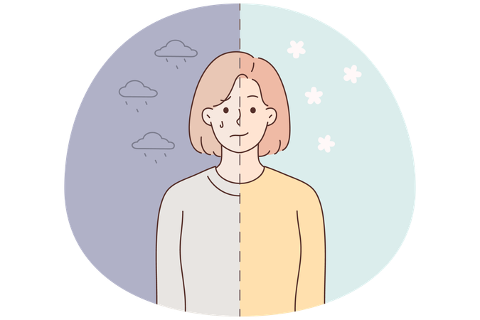 Woman in bad and good mood  Illustration