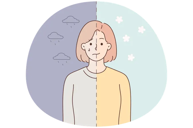 Woman in bad and good mood  Illustration
