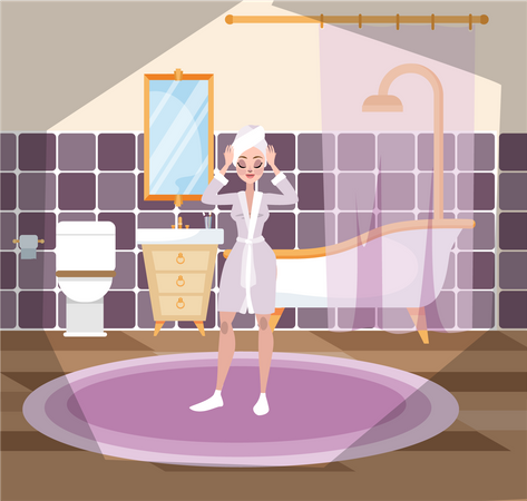 Woman in bathroom Illustration