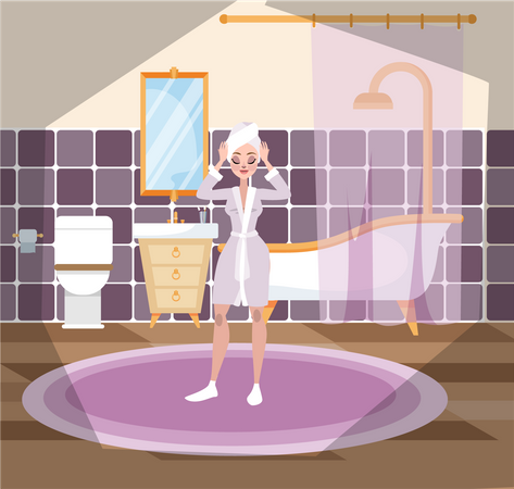 Woman in bathroom  Illustration