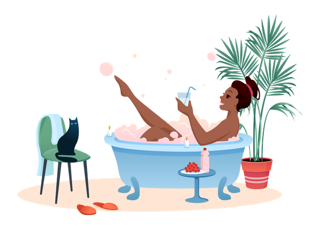 Woman In Bathtub  Illustration