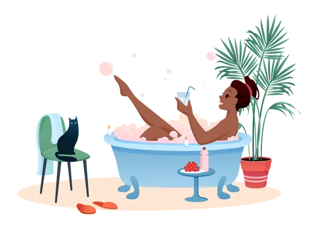 Woman In Bathtub  Illustration
