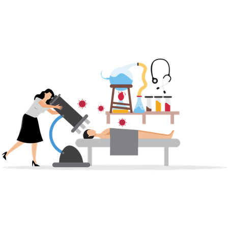 Woman in Bioengineering Lab  Illustration