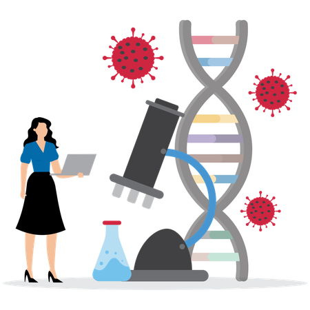 Woman in Biotechnology Research Lab  Illustration