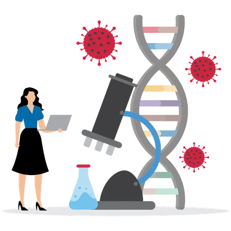 Woman in Biotechnology Research Lab  Illustration