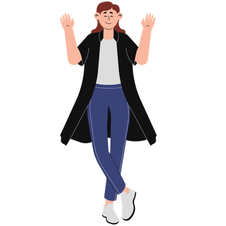 Woman in Blazer and Long Pants Outfit  Illustration