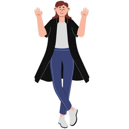Woman in Blazer and Long Pants Outfit  Illustration