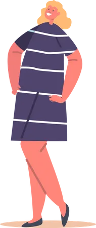 Woman in Blue Striped Dress Illustration