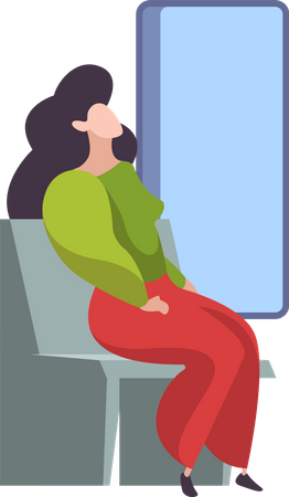 Woman In Bus Illustration
