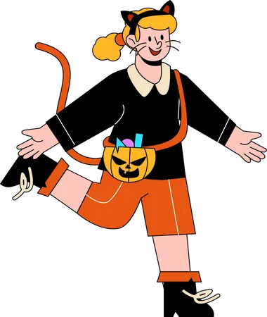 Woman in Cat costume  Illustration