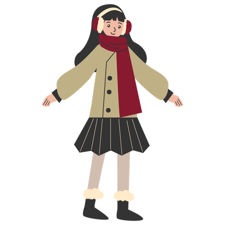 Woman in Cold Weather Clothing  Illustration