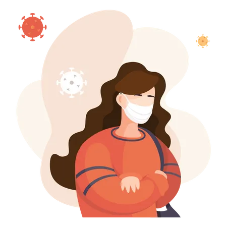 Woman in facemask  Illustration