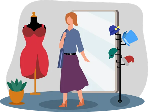 Woman in Fashion store Illustration