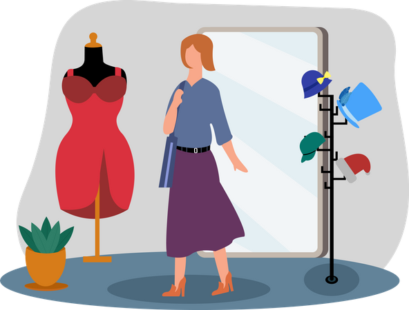 Woman in Fashion store  Illustration