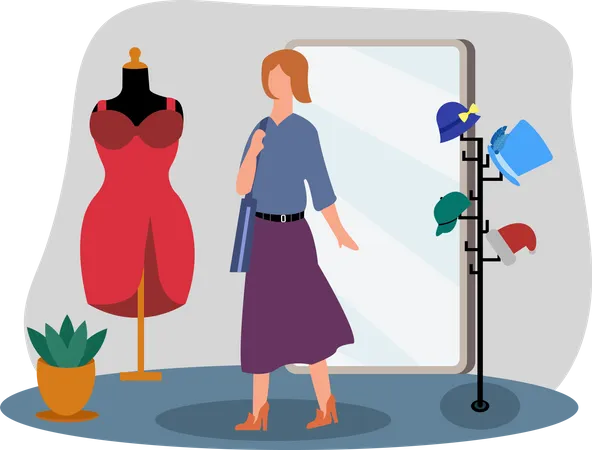 Woman in Fashion store  Illustration