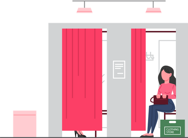 Woman in fitting room Illustration