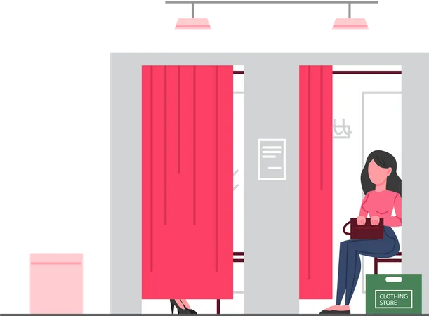 Woman in fitting room Illustration