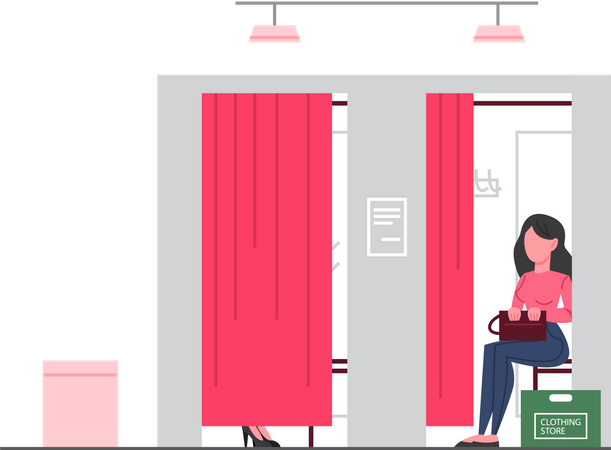 Woman in fitting room  Illustration