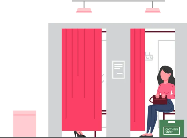 Woman in fitting room  Illustration