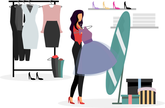 Woman in fitting room  Illustration