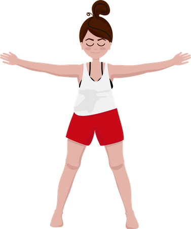 Woman in five pointed star pose  Illustration