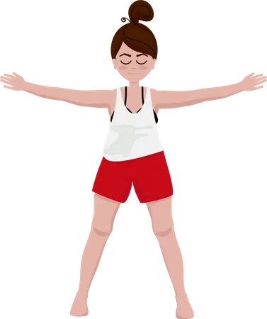 Woman In Five Pointed Star Pose Or Doing Physical Exercise Isolated Vector Illustration イラスト