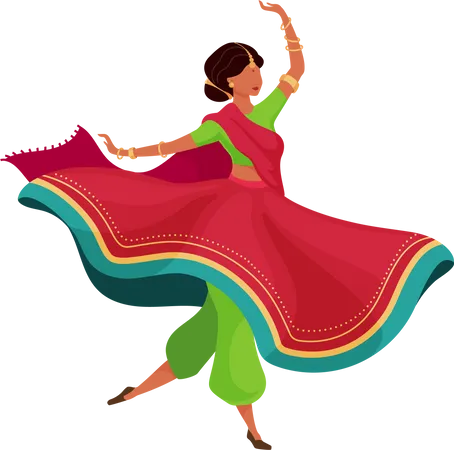 Woman in flowing sari  Illustration