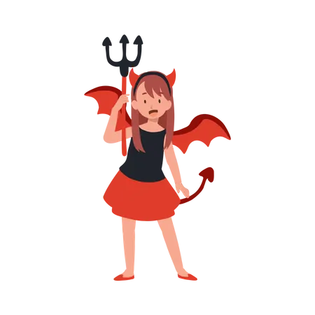 Woman in halloween costumes as red devil  Illustration