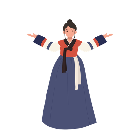 Woman in hanbok proudly presenting cultural elegance  Illustration