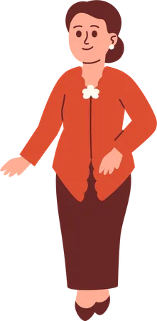 Woman in Kebaya Attire  Illustration