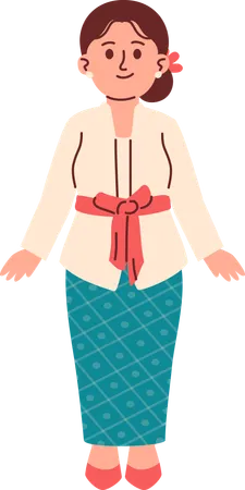 Woman in Kebaya Attire  Illustration