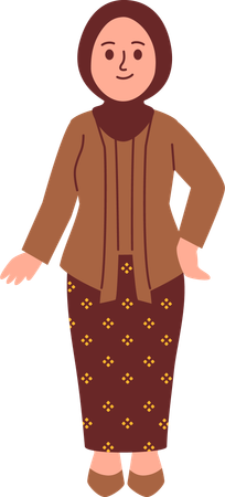 Woman in Kebaya Attire  Illustration