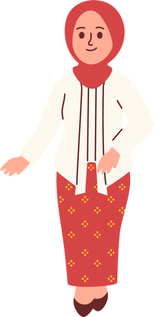 Woman in Kebaya Attire  Illustration