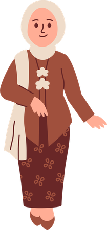 Woman in Kebaya Attire  Illustration