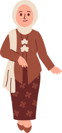 Woman in Kebaya Attire  Illustration