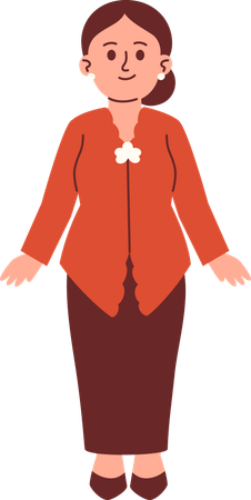 Woman in Kebaya Attire  Illustration