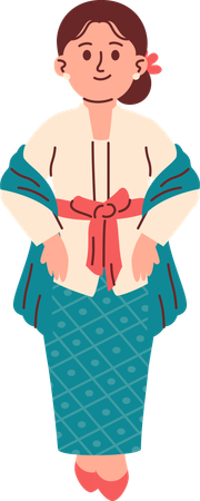 Woman in Kebaya Attire  Illustration