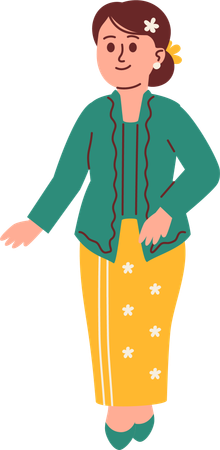 Woman in Kebaya Attire  Illustration