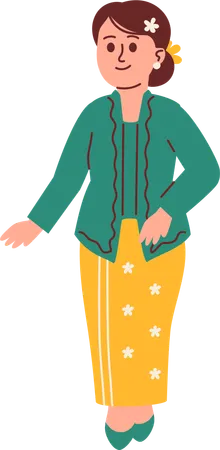 Woman in Kebaya Attire  Illustration