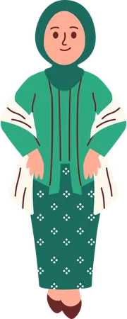 Woman in Kebaya Attire  Illustration