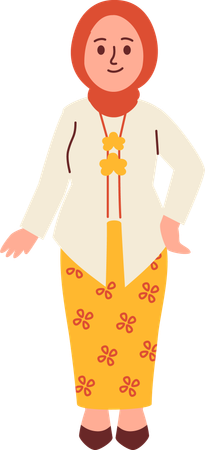 Woman in Kebaya Attire  Illustration