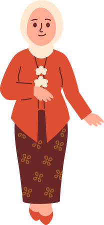 Woman in Kebaya Attire  Illustration