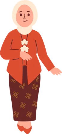 Woman in Kebaya Attire  Illustration