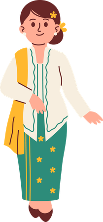 Woman in Kebaya Attire  Illustration