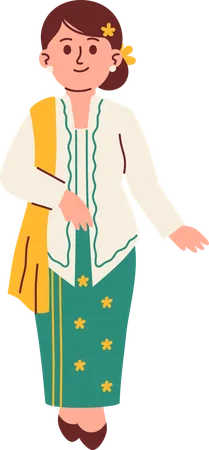 Woman in Kebaya Attire  Illustration